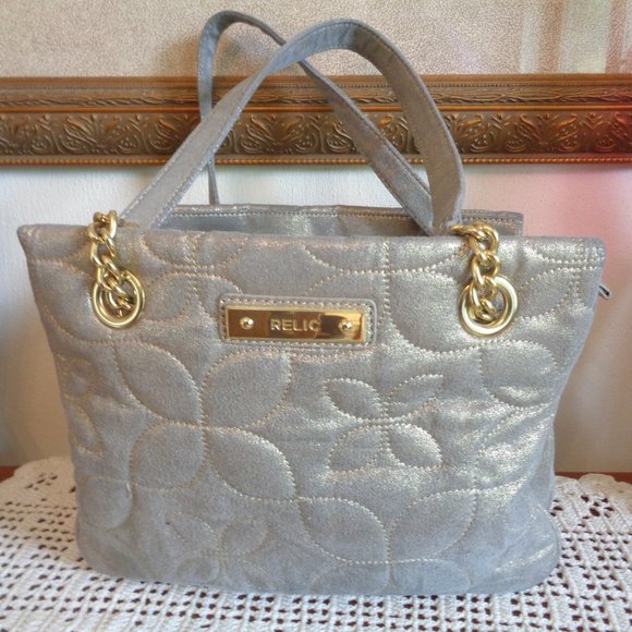Relic Quilted Metallic Gold Shimmer Satchel - Picture 1 of 12